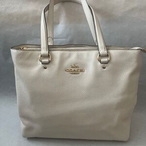 Coach Station White Soft Leather Large Shoulder Bag Casual Tote Purse